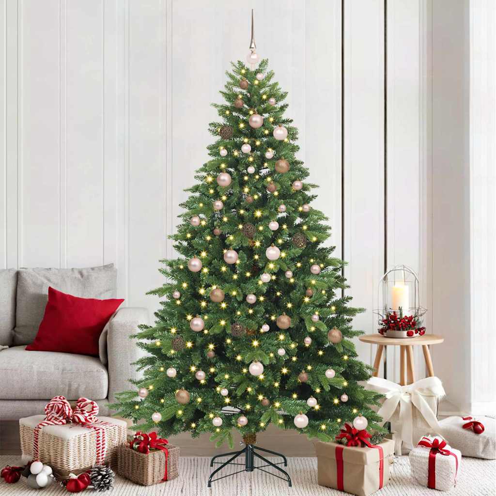 vidaXL Artificial Christmas Tree with 300 LEDs Green 210 cm PE and PVC 1
