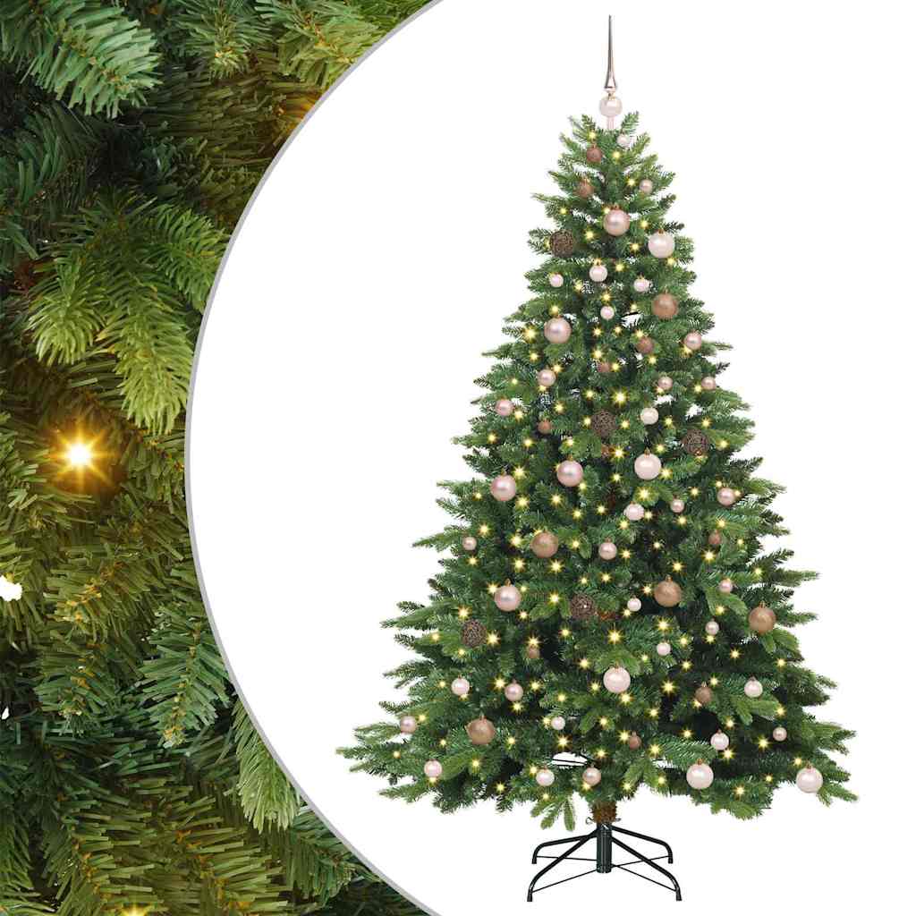 vidaXL Artificial Christmas Tree with 300 LEDs Green 210 cm PE and PVC 2