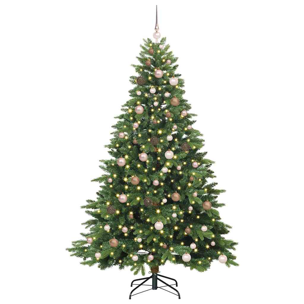 vidaXL Artificial Christmas Tree with 300 LEDs Green 210 cm PE and PVC 3