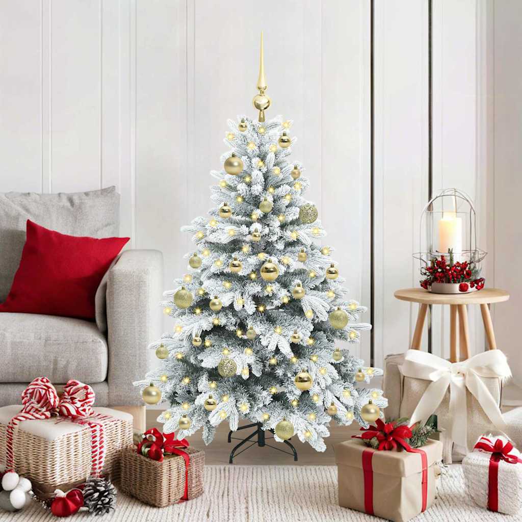 Artificial Christmas Tree with 150 LEDs PE and PVC White 120 cm with LEDs &gold balls