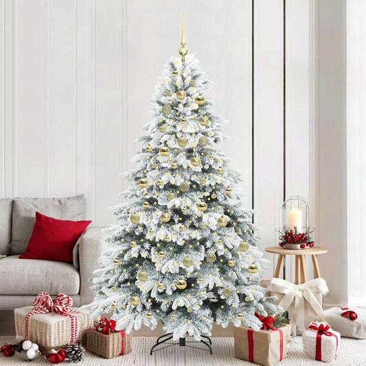 vidaXL Artificial Christmas Tree with 300 LEDs White 210 cm PE and PVC 1