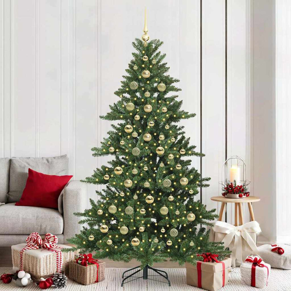vidaXL Artificial Hinged Christmas Tree Green 210 cm PVC and Steel