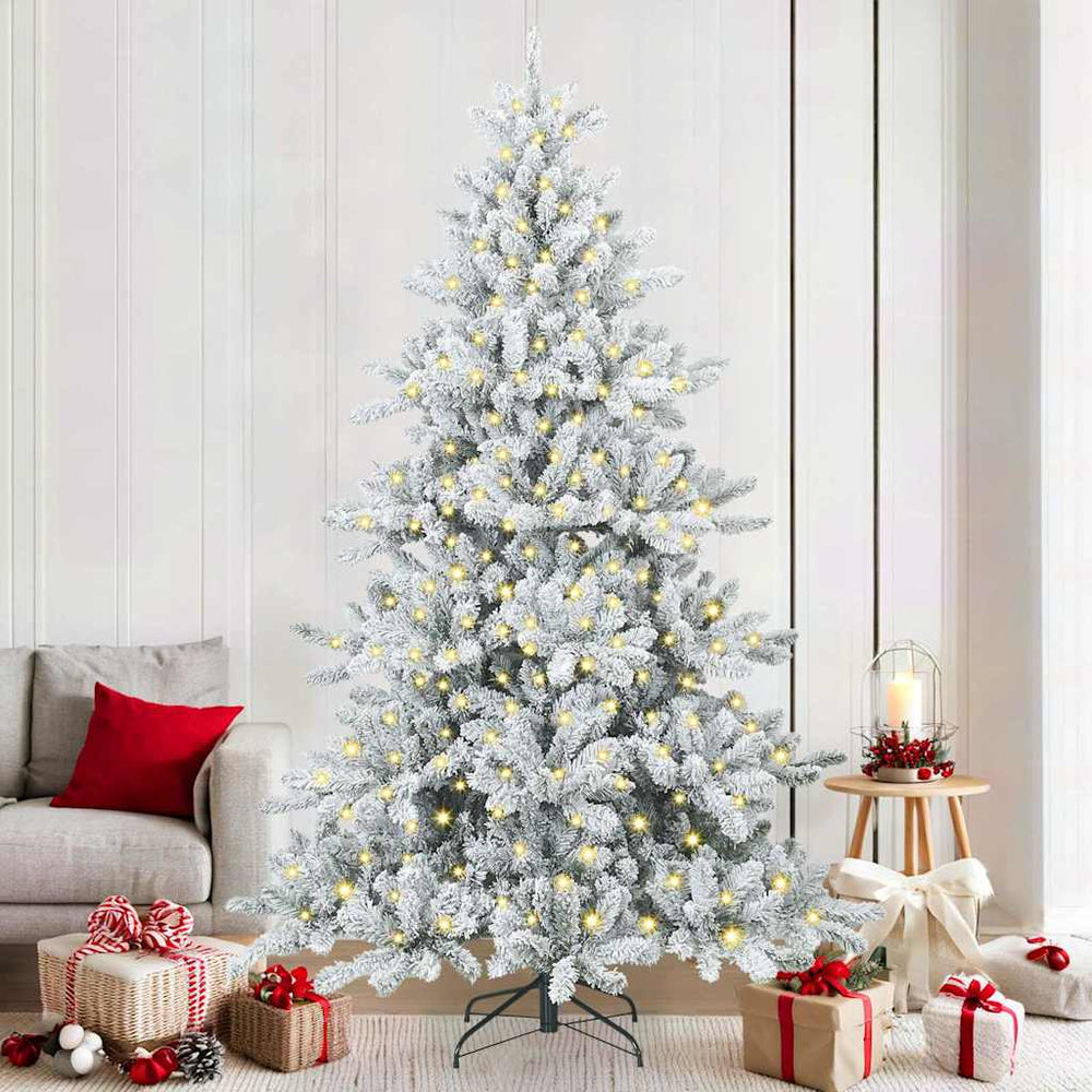 vidaXL Artificial Hinged Christmas Tree PVC and Steel White 210 cm