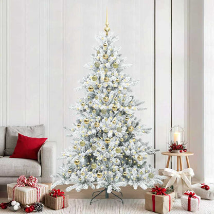 vidaXL Artificial Hinged Christmas Tree White 210 cm PVC and Steel 1