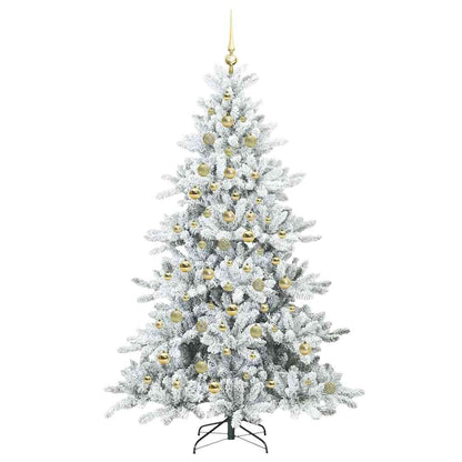 vidaXL Artificial Hinged Christmas Tree White 210 cm PVC and Steel 4
