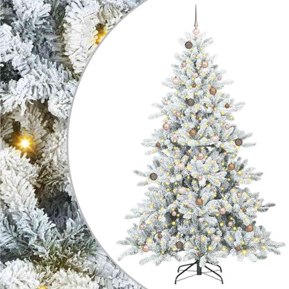 vidaXL Artificial Hinged Christmas Tree White 240 cm PVC and Steel 2