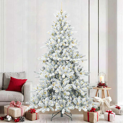 vidaXL Artificial Hinged Christmas Tree White 240 cm PVC and Steel 1