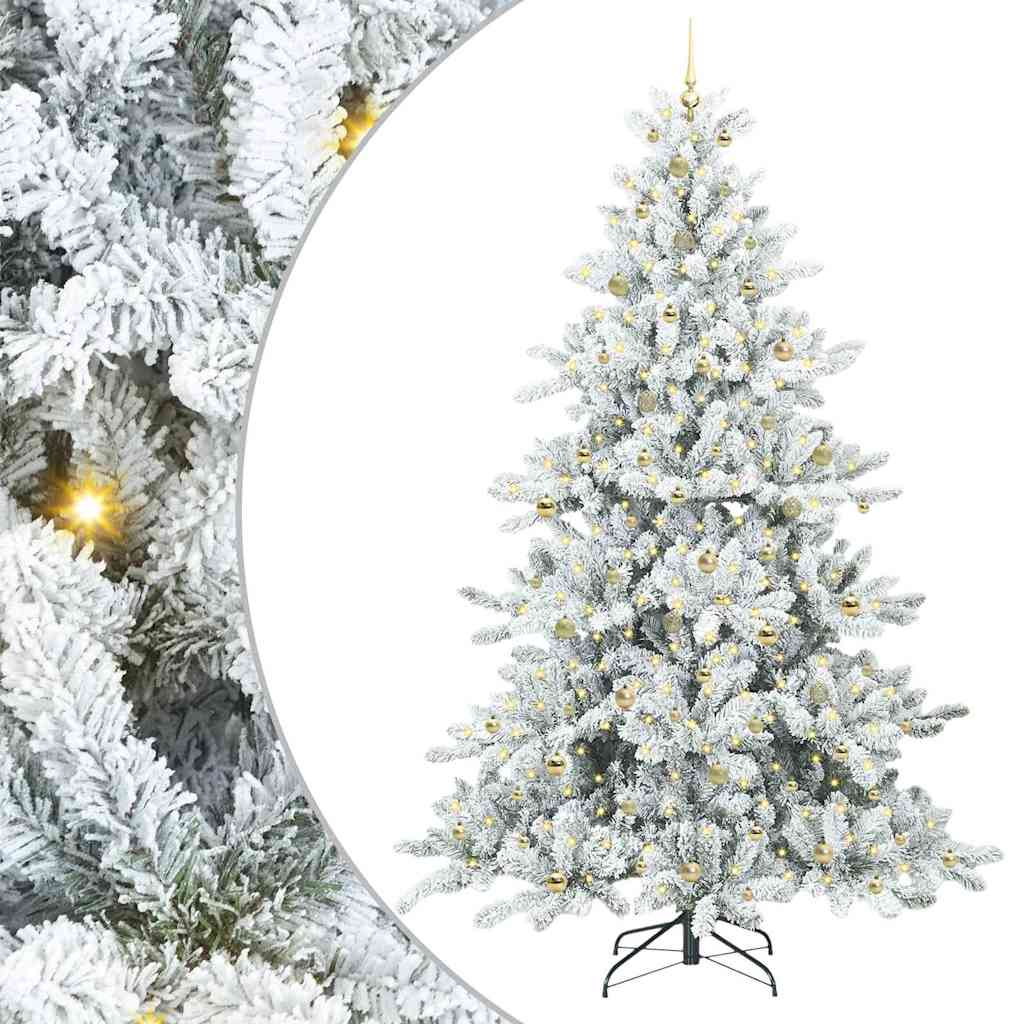 vidaXL Artificial Hinged Christmas Tree White 240 cm PVC and Steel 2