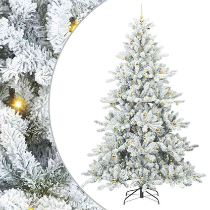vidaXL Artificial Hinged Christmas Tree White 240 cm PVC and Steel 2