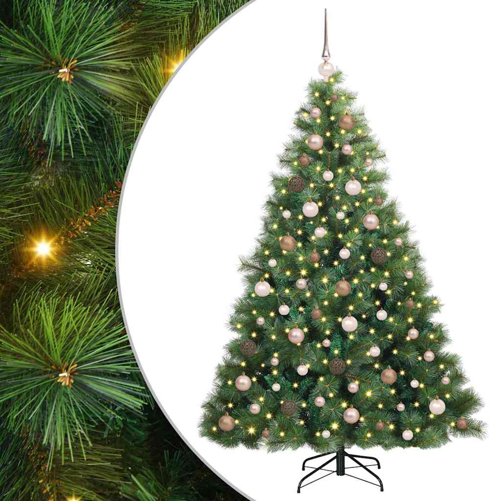 vidaXL Artificial Christmas Tree with 300 LEDs Green 180 cm PE and PVC 2