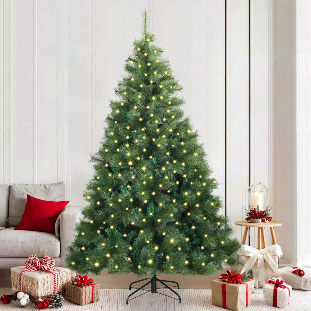 vidaXL Artificial Christmas Tree with 300 LEDs PE and PVC Green 210 cm