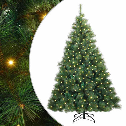 Artificial Christmas Tree with 300 LEDs PE and PVC Green 210 cm with LEDs