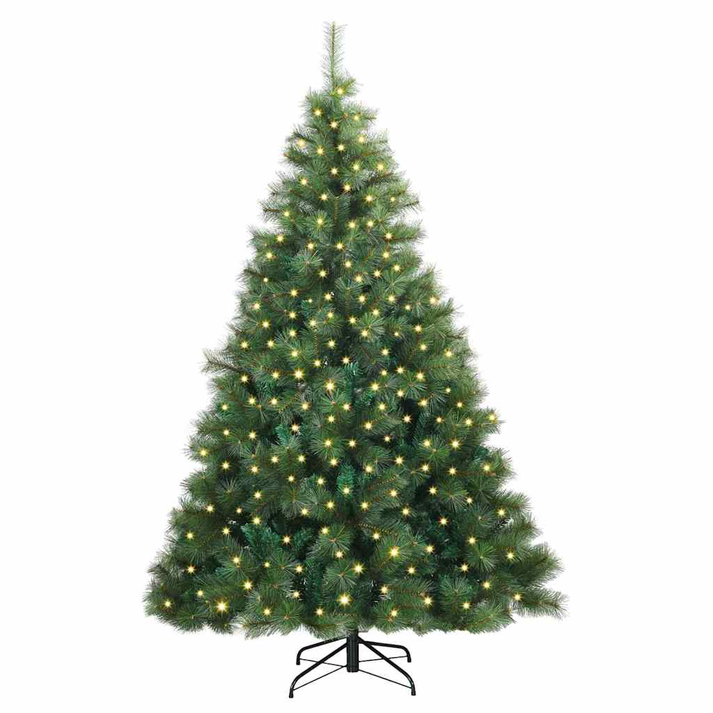Artificial Christmas Tree with 300 LEDs PE and PVC Green 210 cm with LEDs