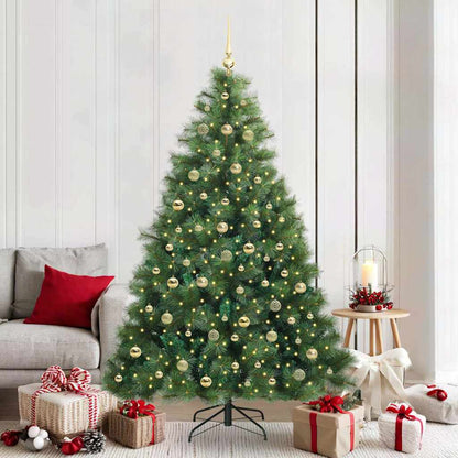 Artificial Christmas Tree with 300 LEDs PE and PVC Green 210 cm with LEDs &gold balls