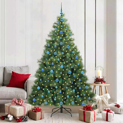Artificial Christmas Tree with 300 LEDs PE and PVC Green 210 cm with LEDs &blue balls