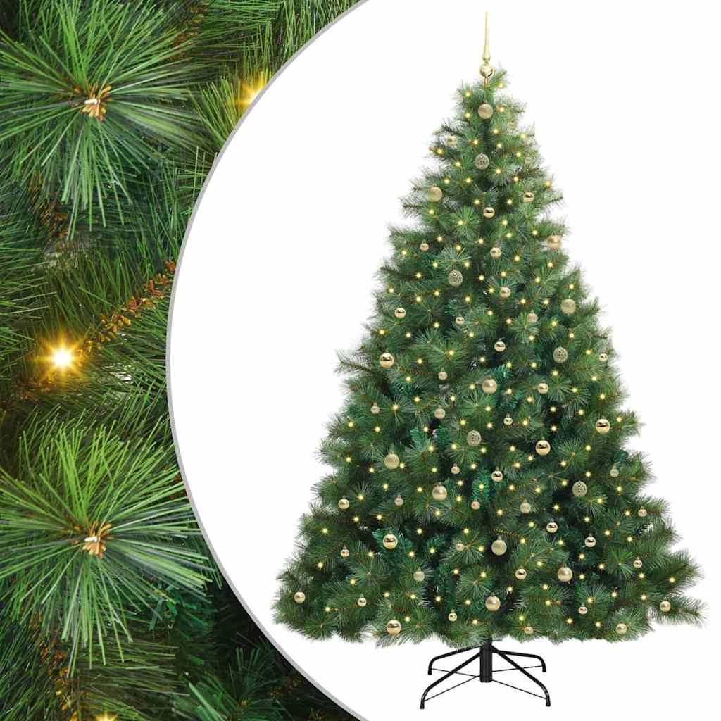 vidaXL Artificial Christmas Tree with 300 LEDs Green 240 cm PE and PVC 2