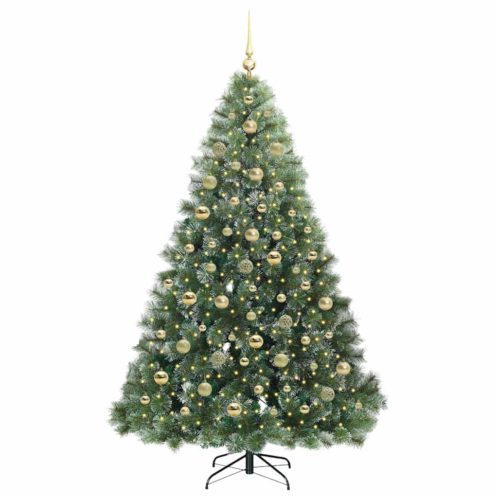 vidaXL Artificial Christmas Tree with 300 LEDs Green 210 cm PE and PVC 3