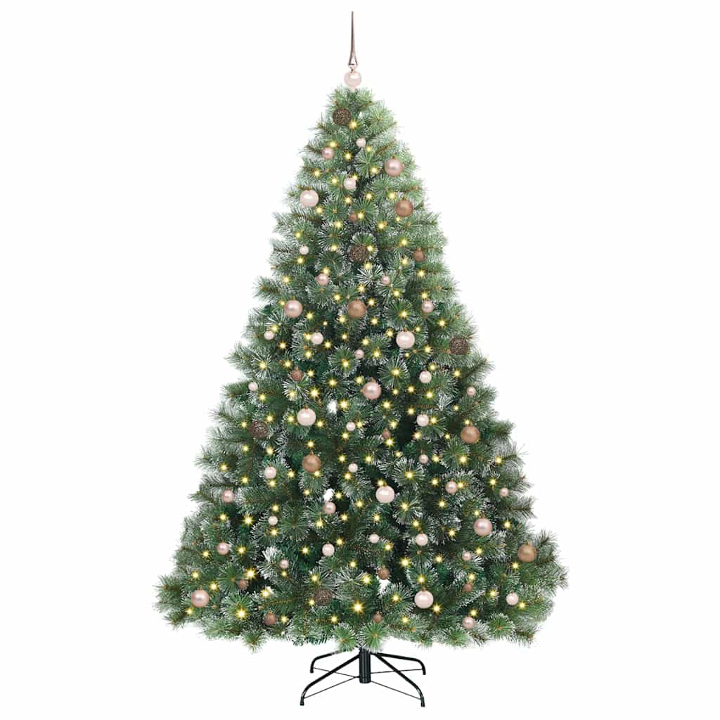 vidaXL Artificial Christmas Tree with 300 LEDs Green 240 cm PE and PVC 3