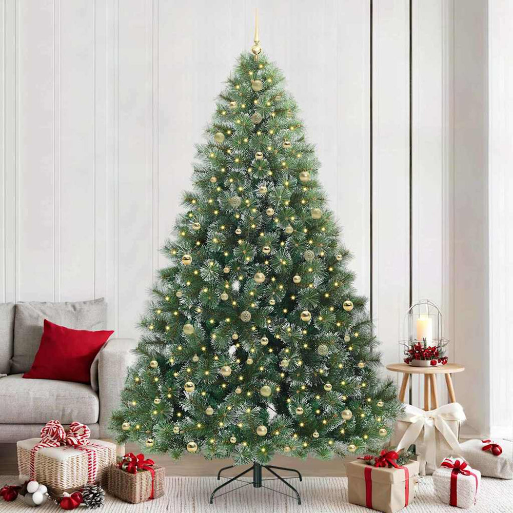 vidaXL Artificial Christmas Tree with 300 LEDs Green 240 cm PE and PVC