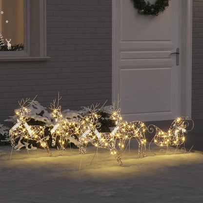 Christmas Reindeer with sleigh 60 LEDs Warm White Gold PET 5