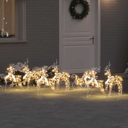 Christmas Reindeer with sleigh 60 LEDs Warm White Iridescent PET 7
