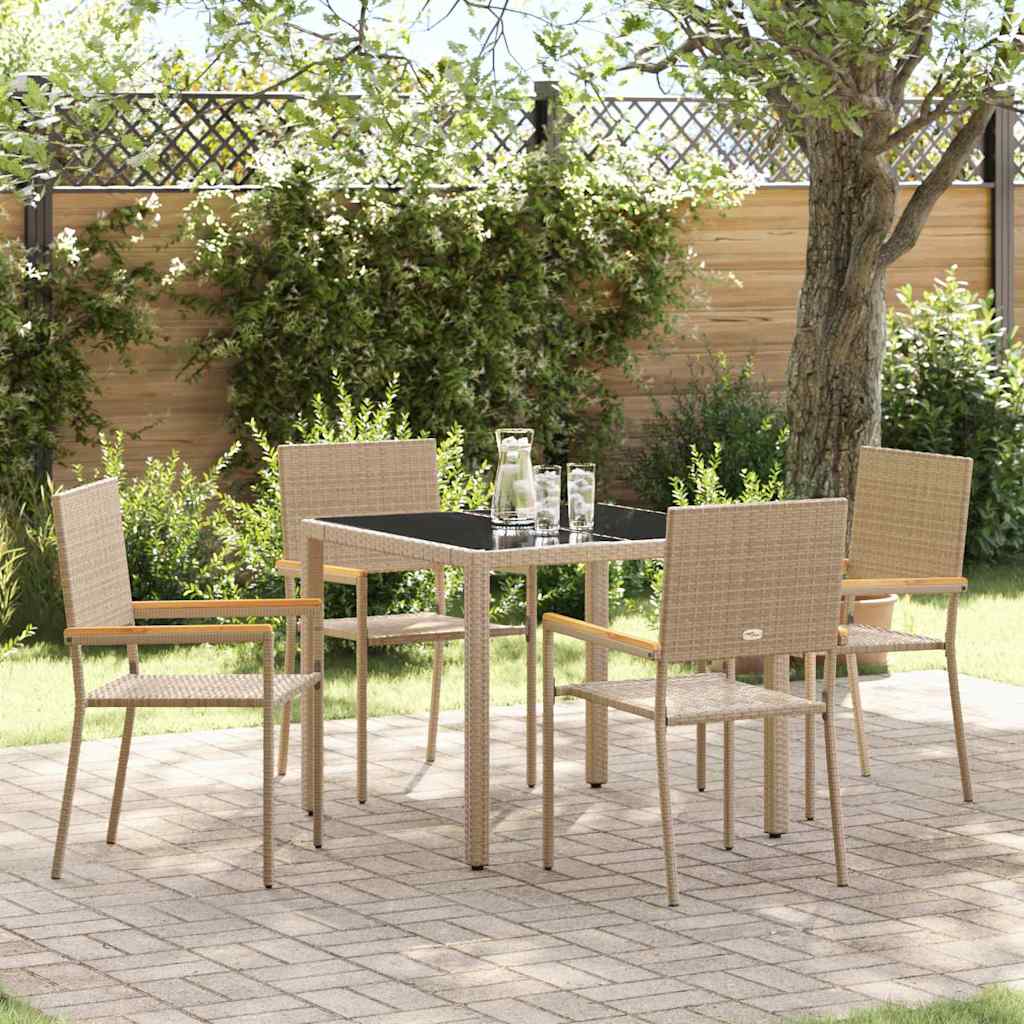 Garden Dining Set 5 pcs Poly Rattan 90 cm table length 4-Seater