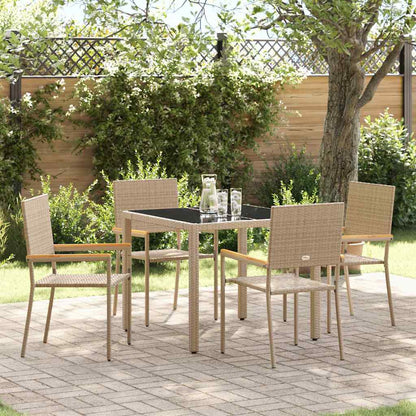 Garden Dining Set 5 pcs Poly Rattan 90 cm table length 4-Seater
