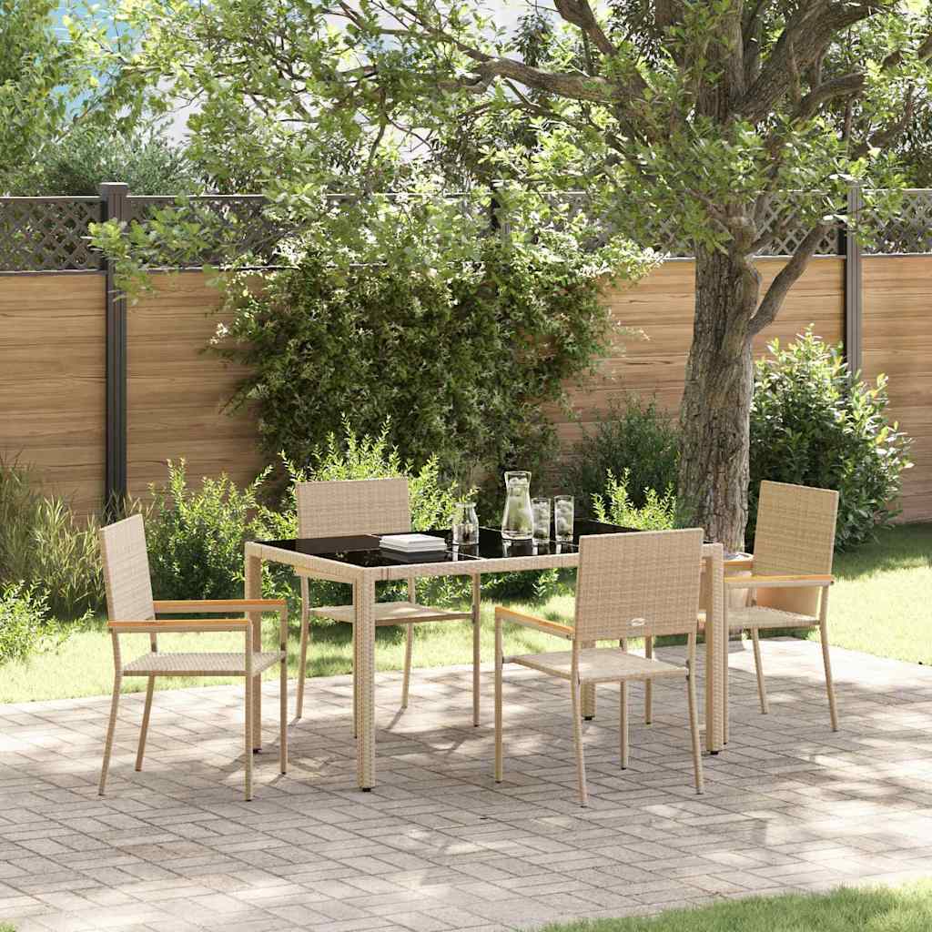 Garden Dining Set 5 pcs Poly Rattan 150 cm table length 4-Seater