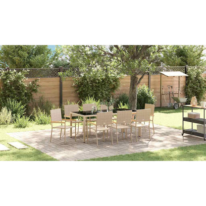 vidaXL Garden Dining Set 9 pcs Beige Poly Rattan 4
