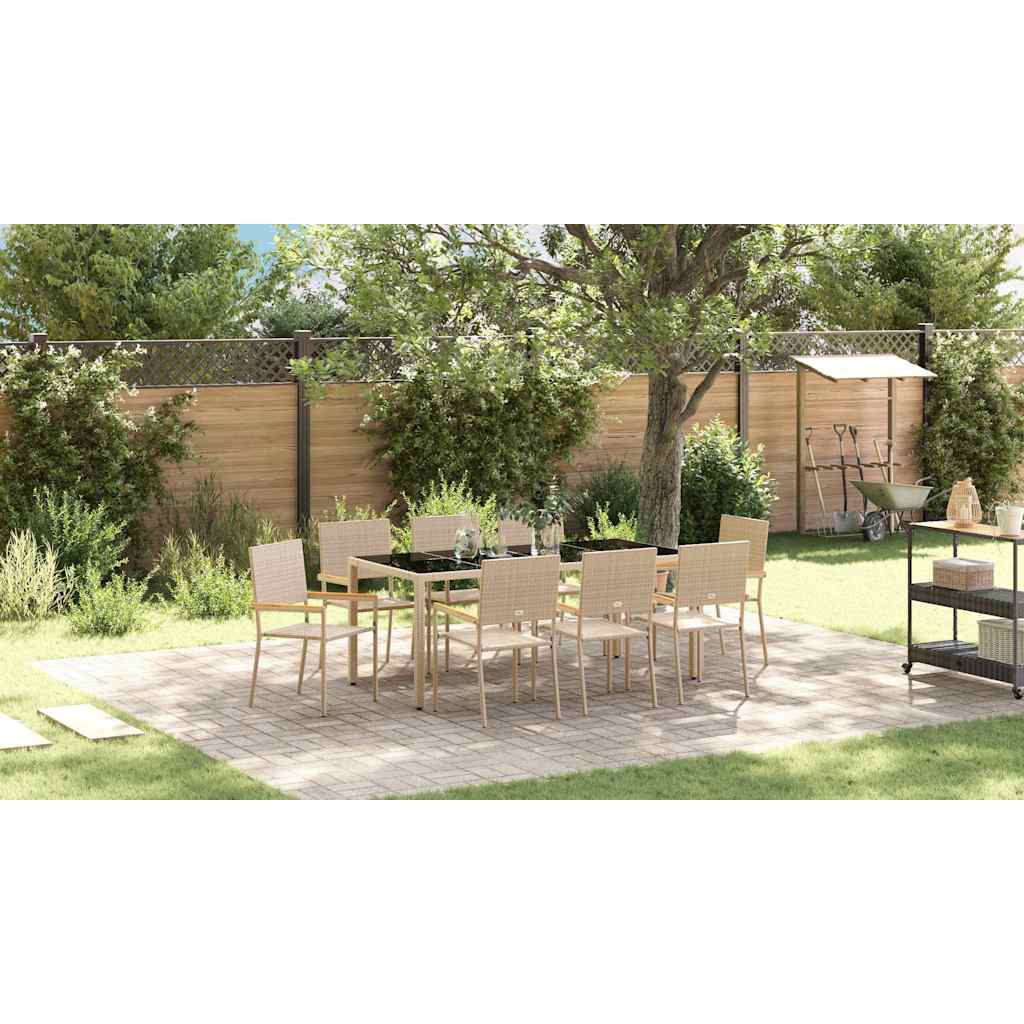 Garden Dining Set 5 pcs Poly Rattan 190 cm table length 8-Seater
