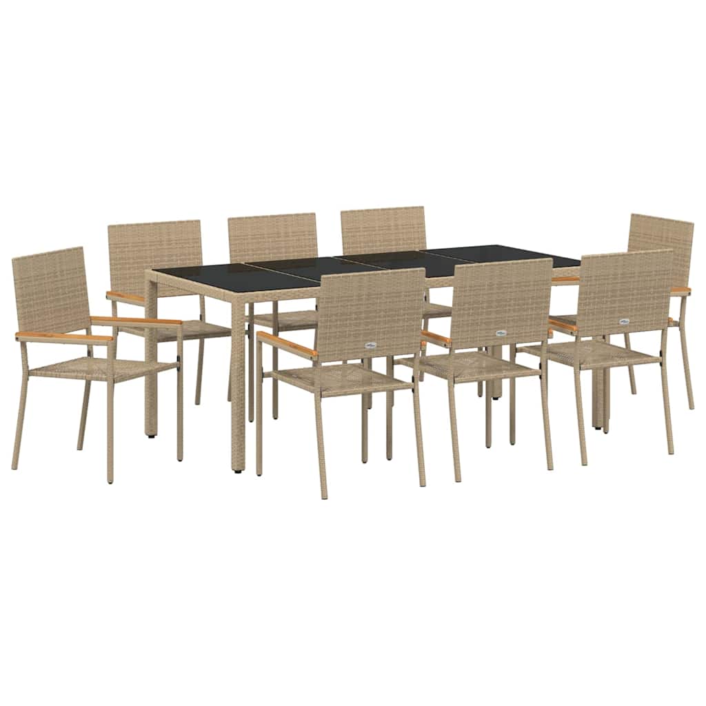 Garden Dining Set 5 pcs Poly Rattan 190 cm table length 8-Seater