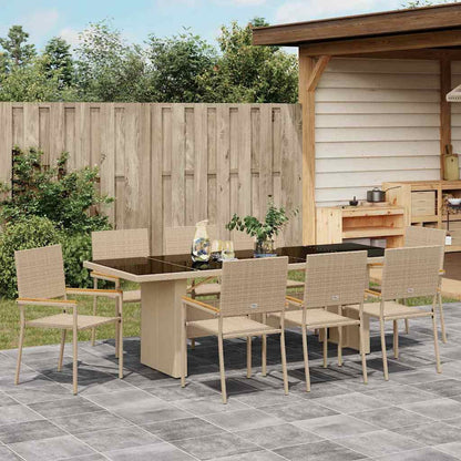 vidaXL Garden Dining Set 9 pcs Beige Poly Rattan 4
