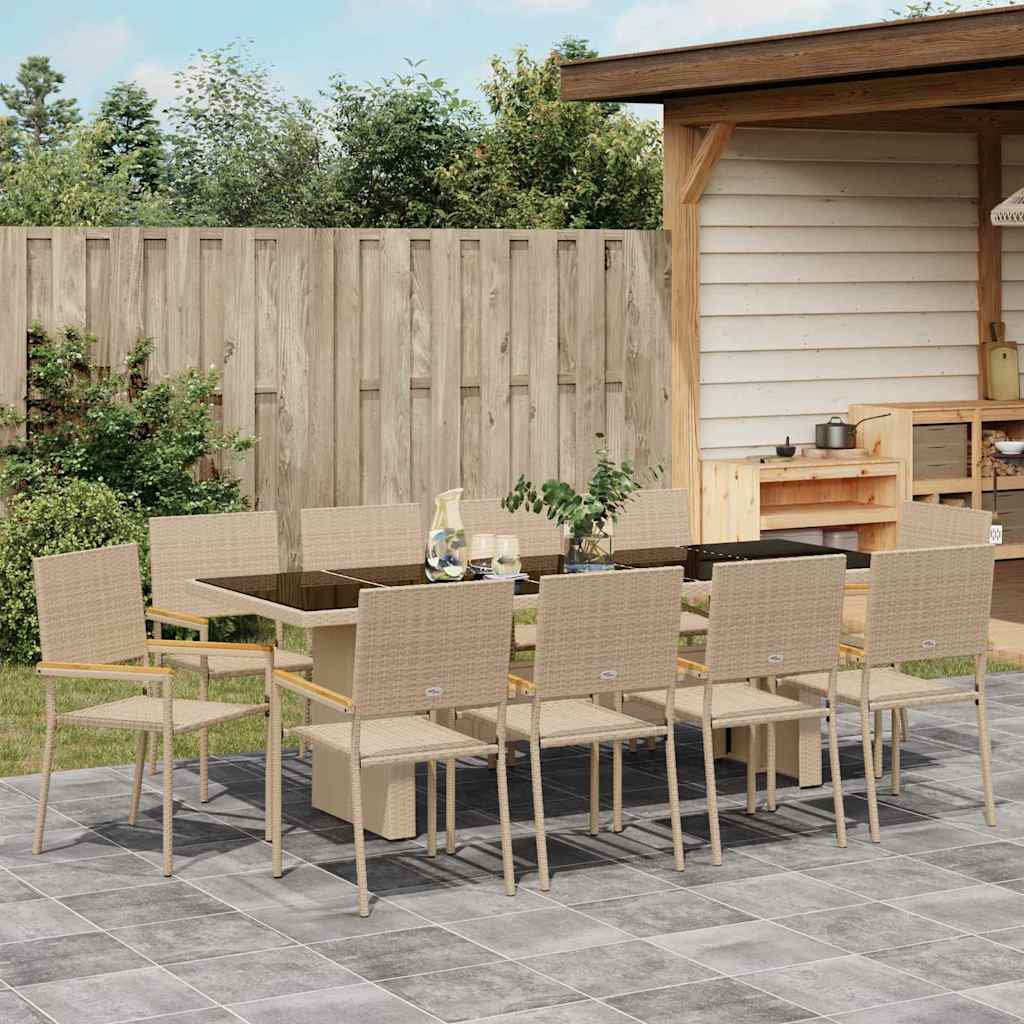 vidaXL Garden Dining Set 11 pcs Beige Poly Rattan 4