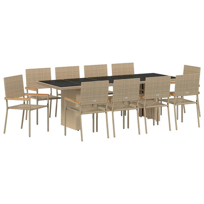 vidaXL Garden Dining Set 11 pcs Beige Poly Rattan 2