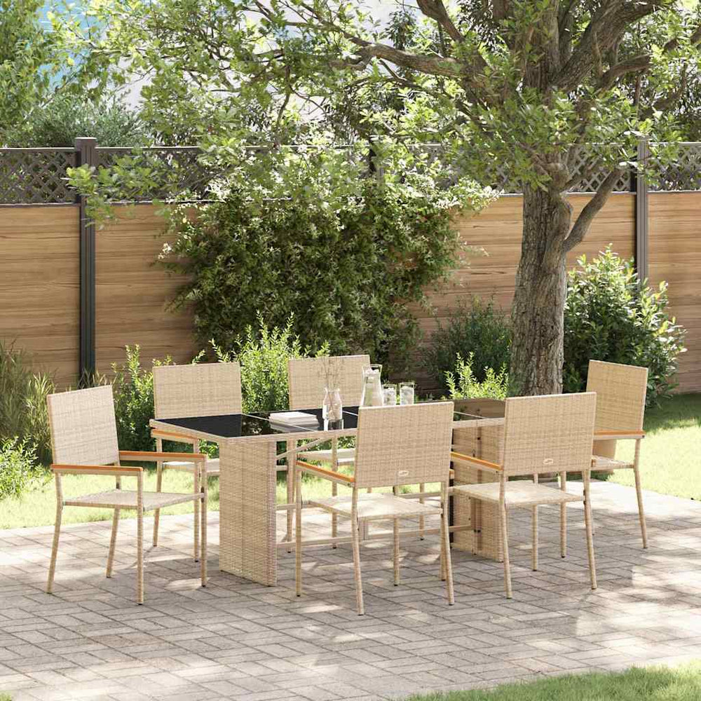 vidaXL Garden Dining Set 7 pcs Poly Rattan