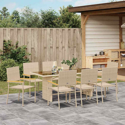vidaXL Garden Dining Set 9 pcs Beige Poly Rattan 4