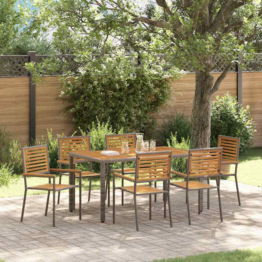 vidaXL Garden Dining Set 7 pcs Grey and Brown Poly Rattan 1