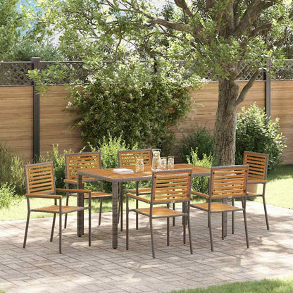 vidaXL Garden Dining Set 7 pcs Grey and Brown Poly Rattan 1