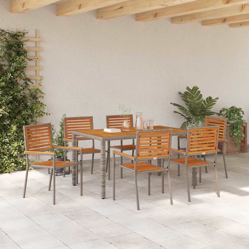 vidaXL Garden Dining Set 7 pcs Grey and Brown Poly Rattan 4