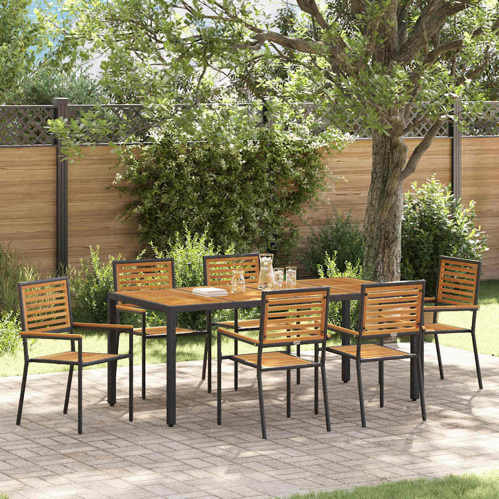 vidaXL Garden Dining Set 7 pcs Black and Brown Poly Rattan 1