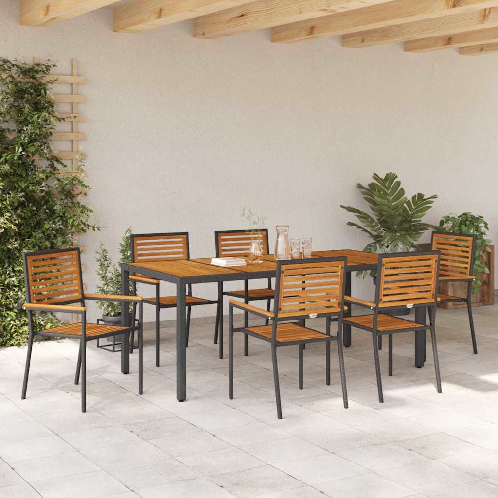 vidaXL Garden Dining Set 7 pcs Black and Brown Poly Rattan 4