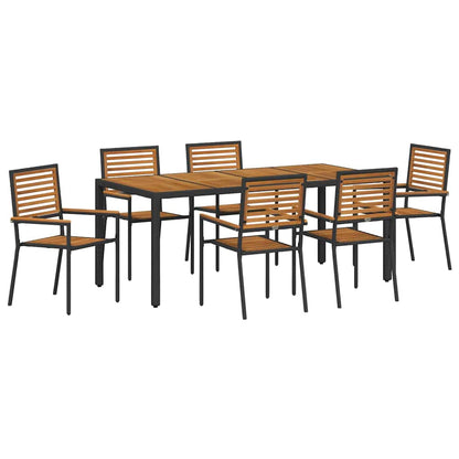 vidaXL Garden Dining Set 7 pcs Black and Brown Poly Rattan 2