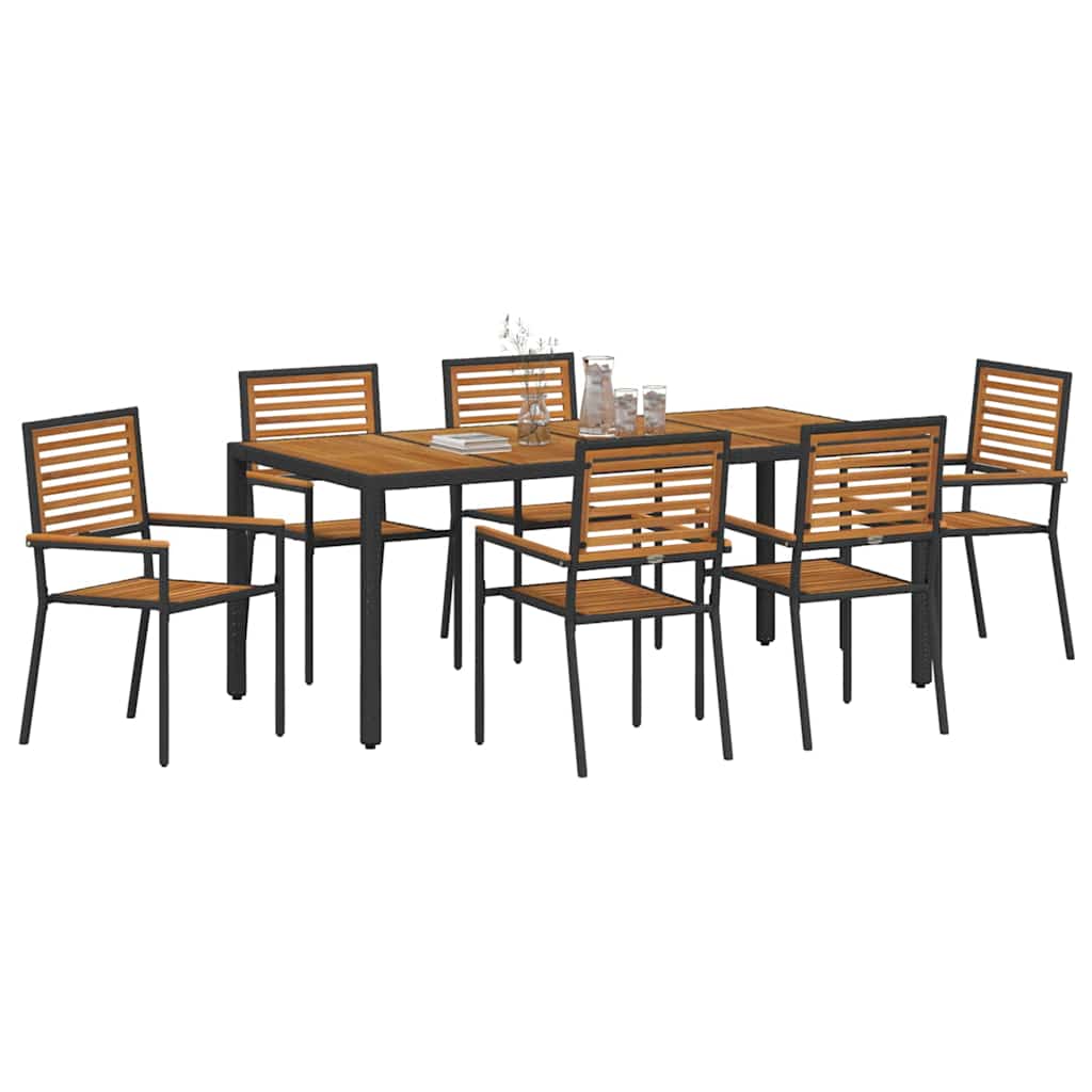 vidaXL Garden Dining Set 7 pcs Black and Brown Poly Rattan 3