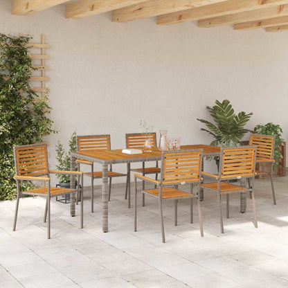 vidaXL Garden Dining Set 7 pcs Grey and Brown Poly Rattan 4