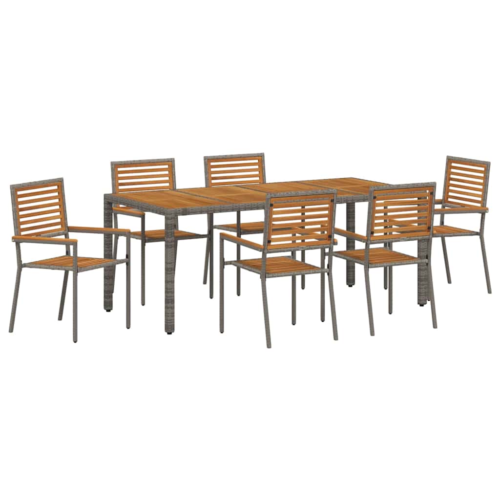 vidaXL Garden Dining Set 7 pcs Grey and Brown Poly Rattan 2