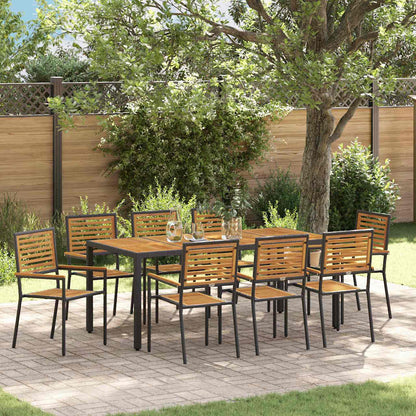 vidaXL Garden Dining Set 9 pcs Black and Brown Poly Rattan 1