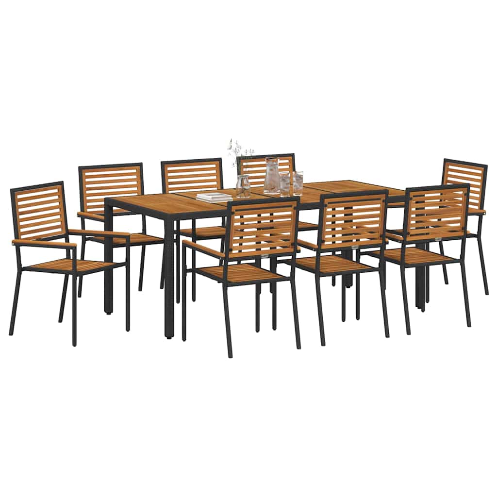 vidaXL Garden Dining Set 9 pcs Black and Brown Poly Rattan 3