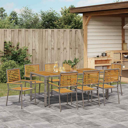 vidaXL Garden Dining Set 9 pcs Grey and Brown Poly Rattan 4