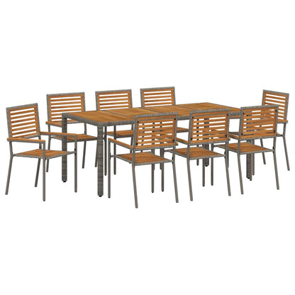 vidaXL Garden Dining Set 9 pcs Grey and Brown Poly Rattan 2