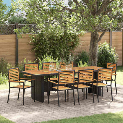 vidaXL Garden Dining Set 9 pcs and Brown Poly Rattan